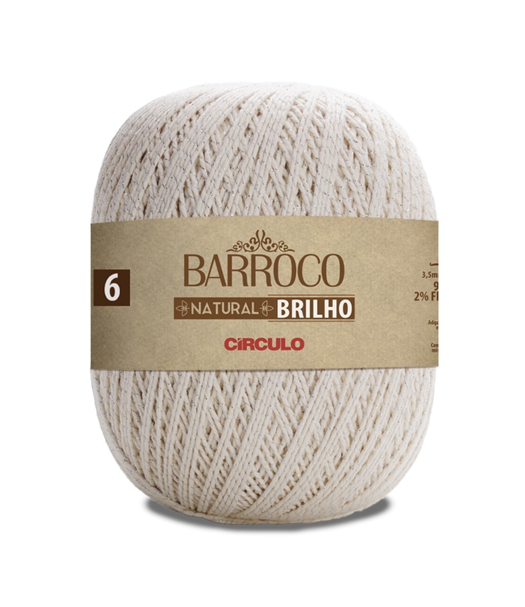 Novelo de Fio Barroco Natural com Brilho Prateado-Claro-1