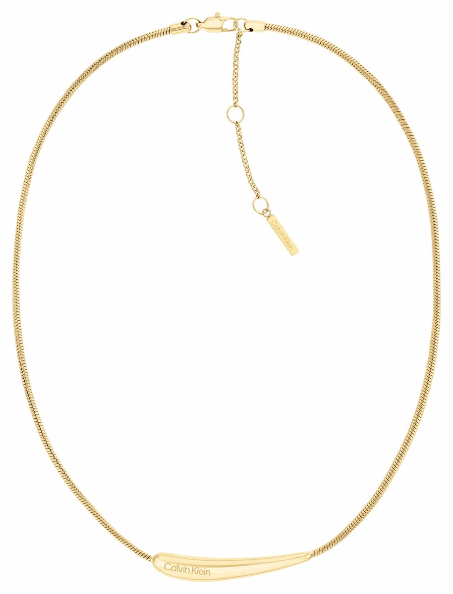 Colar Elongated Drops de Aço - Dourado Ouro-1
