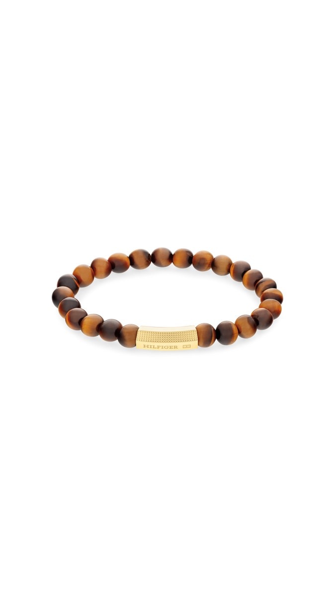 Pulseira de Aço e Olho de Tigre Castanho-1