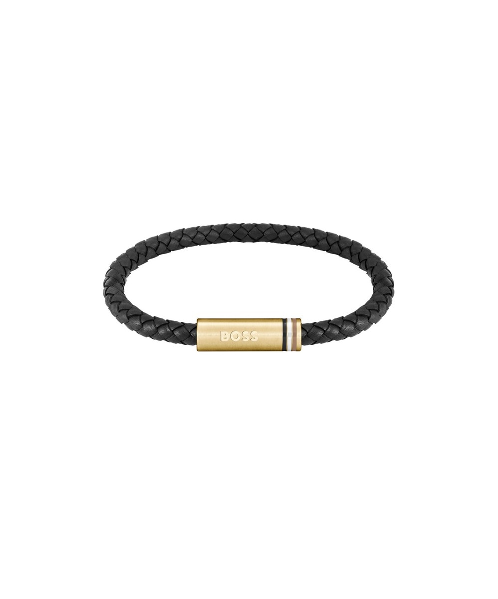 Pulseira Ares Single de Aço e Pele - Preto Preto-1