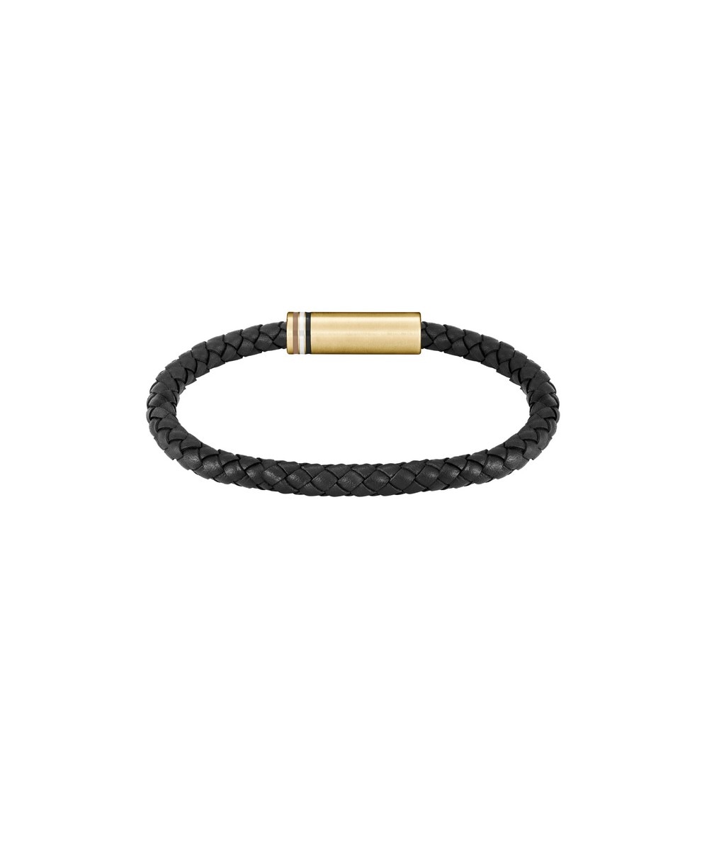 Pulseira Ares Single de Aço e Pele - Preto Preto-2