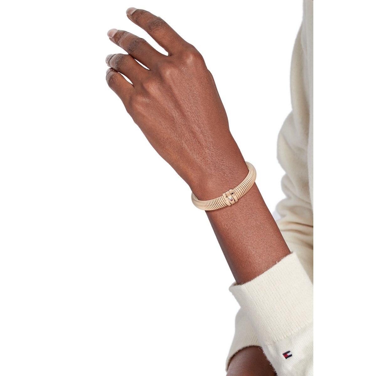 Pulseira Elástico Aço Dourado Rosa 2