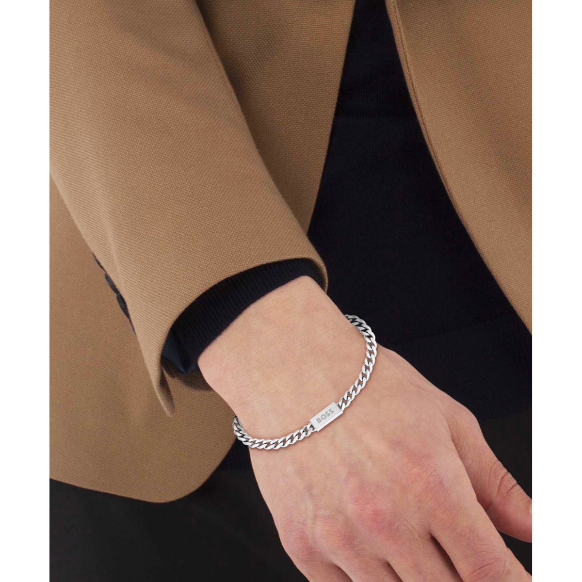Pulseira malha corrente prateada 2