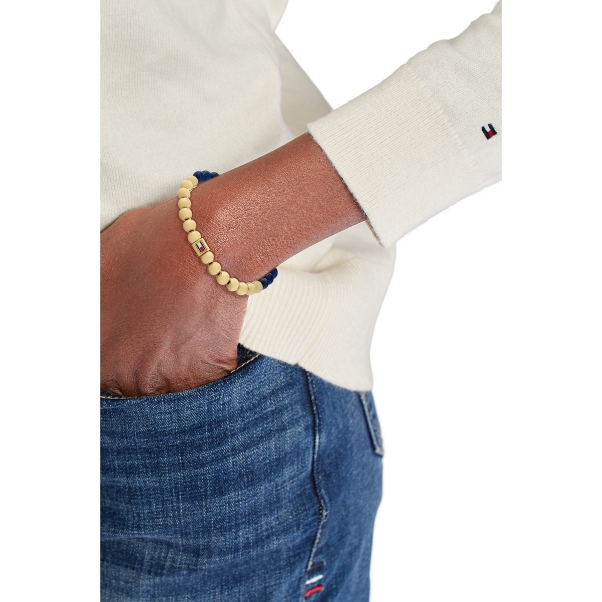 Pulseira Aço Dourado Lápis-Lazúli 2
