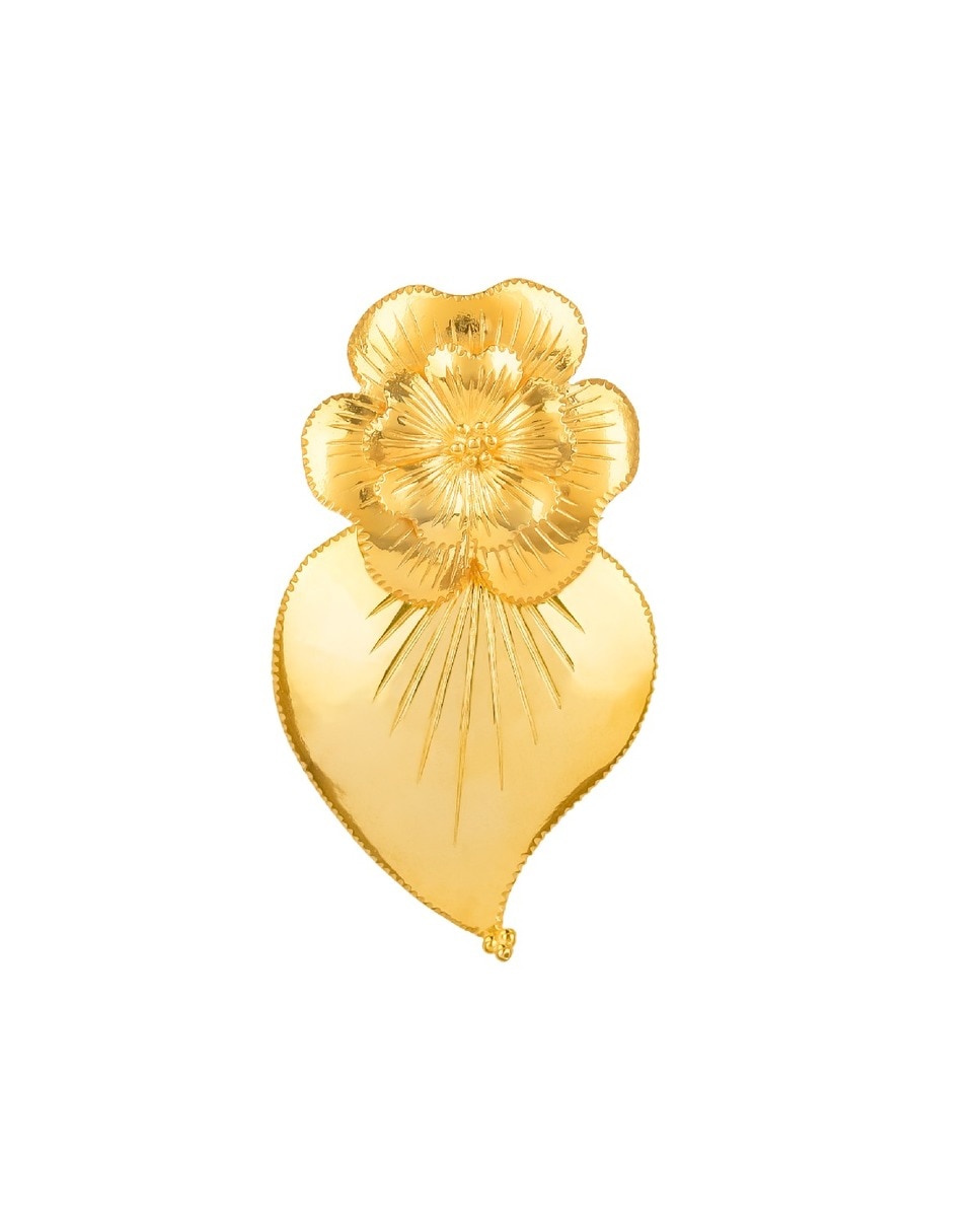 Alfinete Coracao da Amalia em Prata Dourada Dourado-1