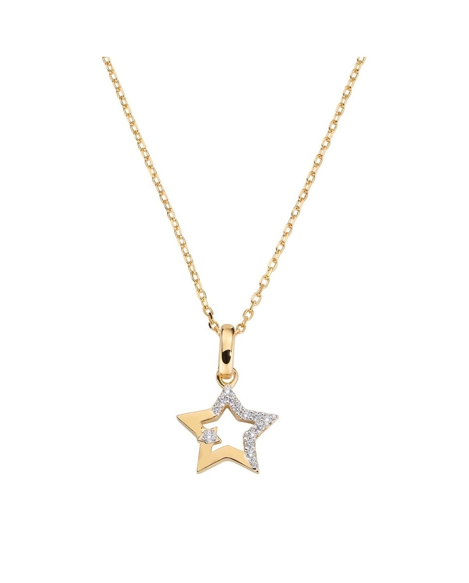 Colar Estrela de Prata Dourada com Zircões Dourado-1