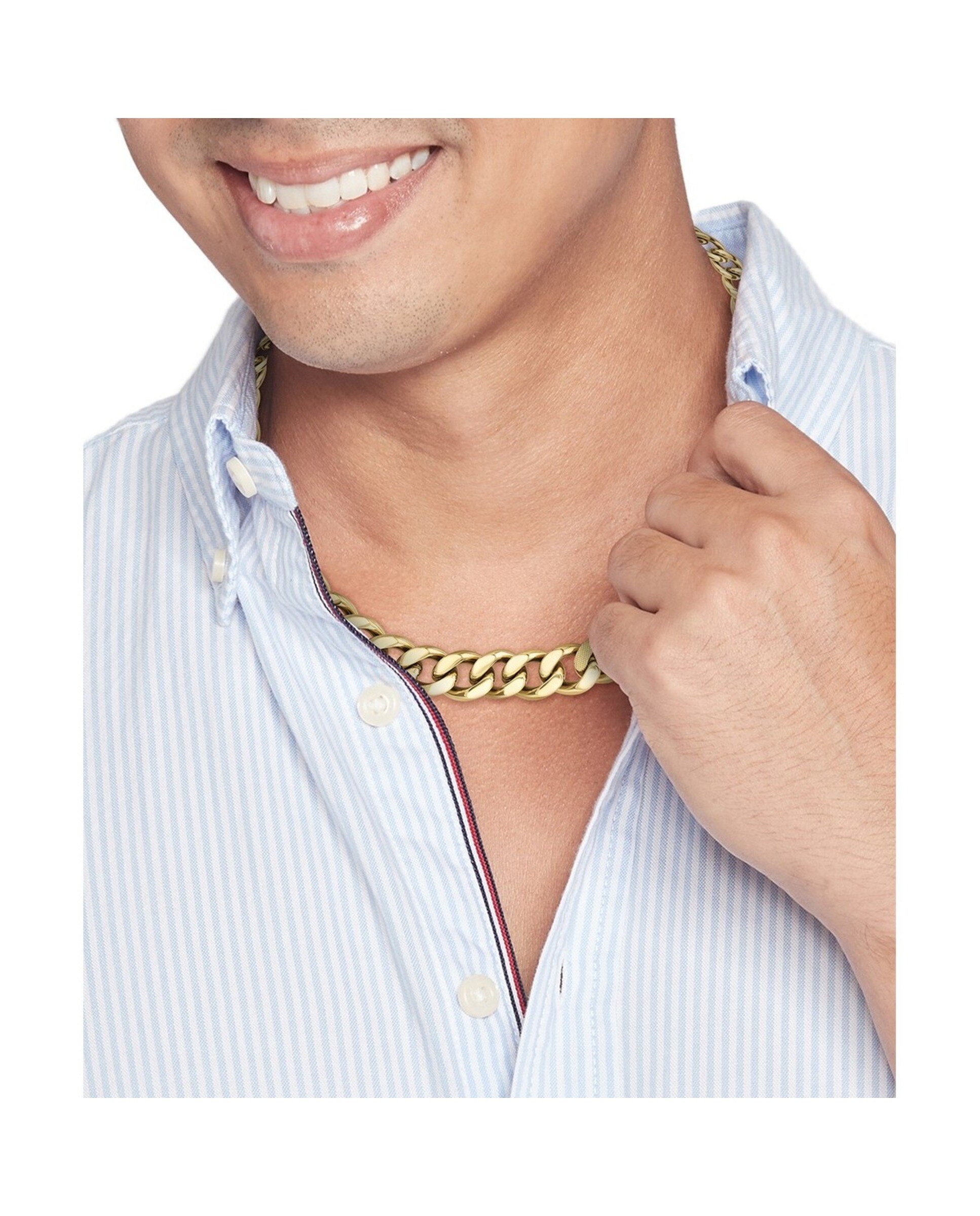 Colar Aço Malha Dourado 2