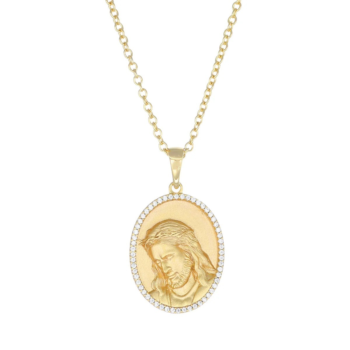 Imagem 0 de Colar com Medalha de Jesus Banhada a Ouro com zircónia branca