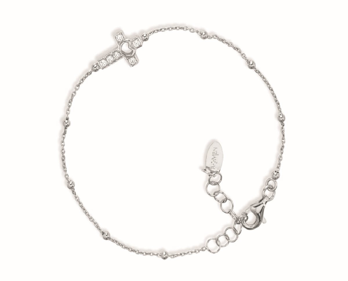 Imagem 0 de Pulseira Rosary Cruz com Esferas em Prata