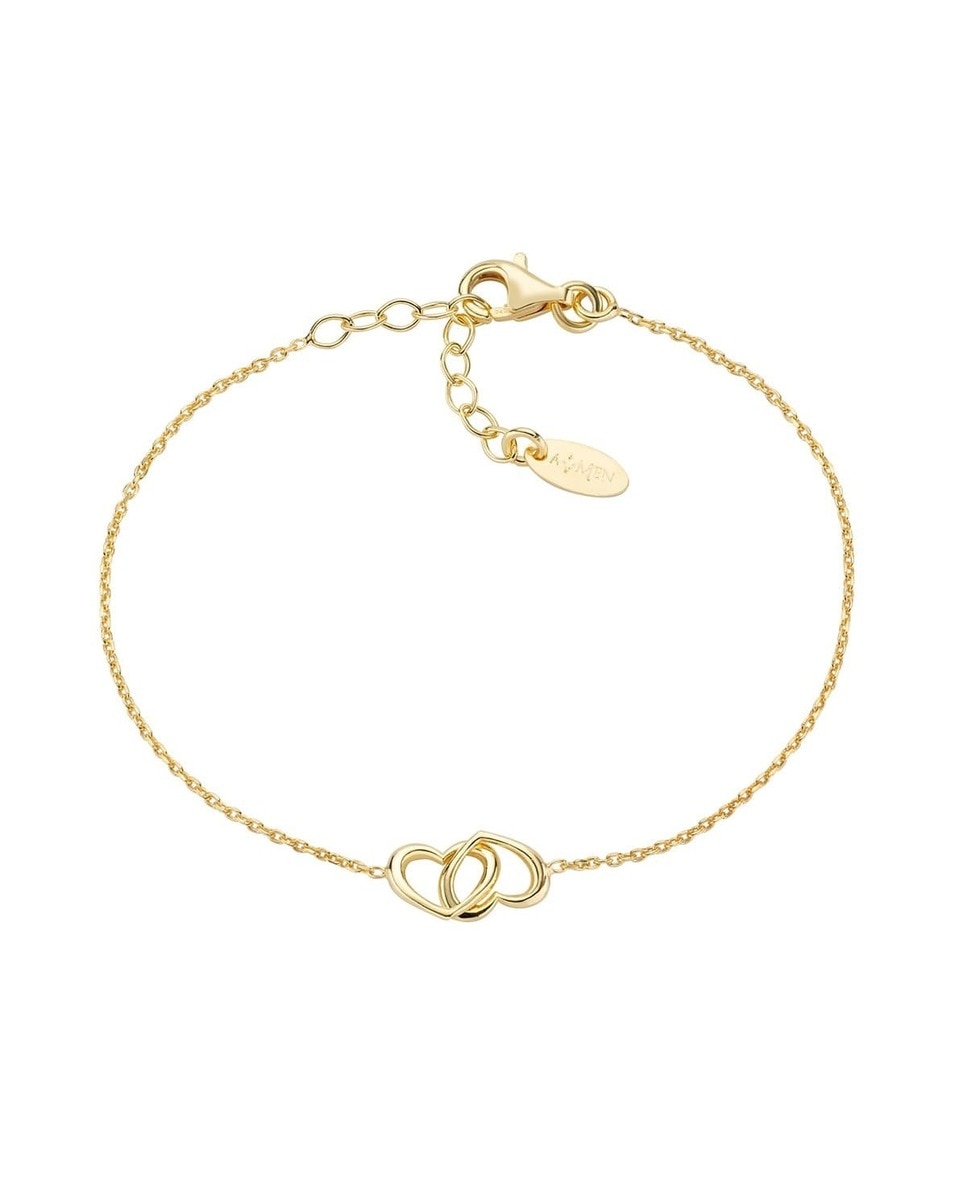 Imagem 0 de Pulseira Corações Tecidos - Dourado
