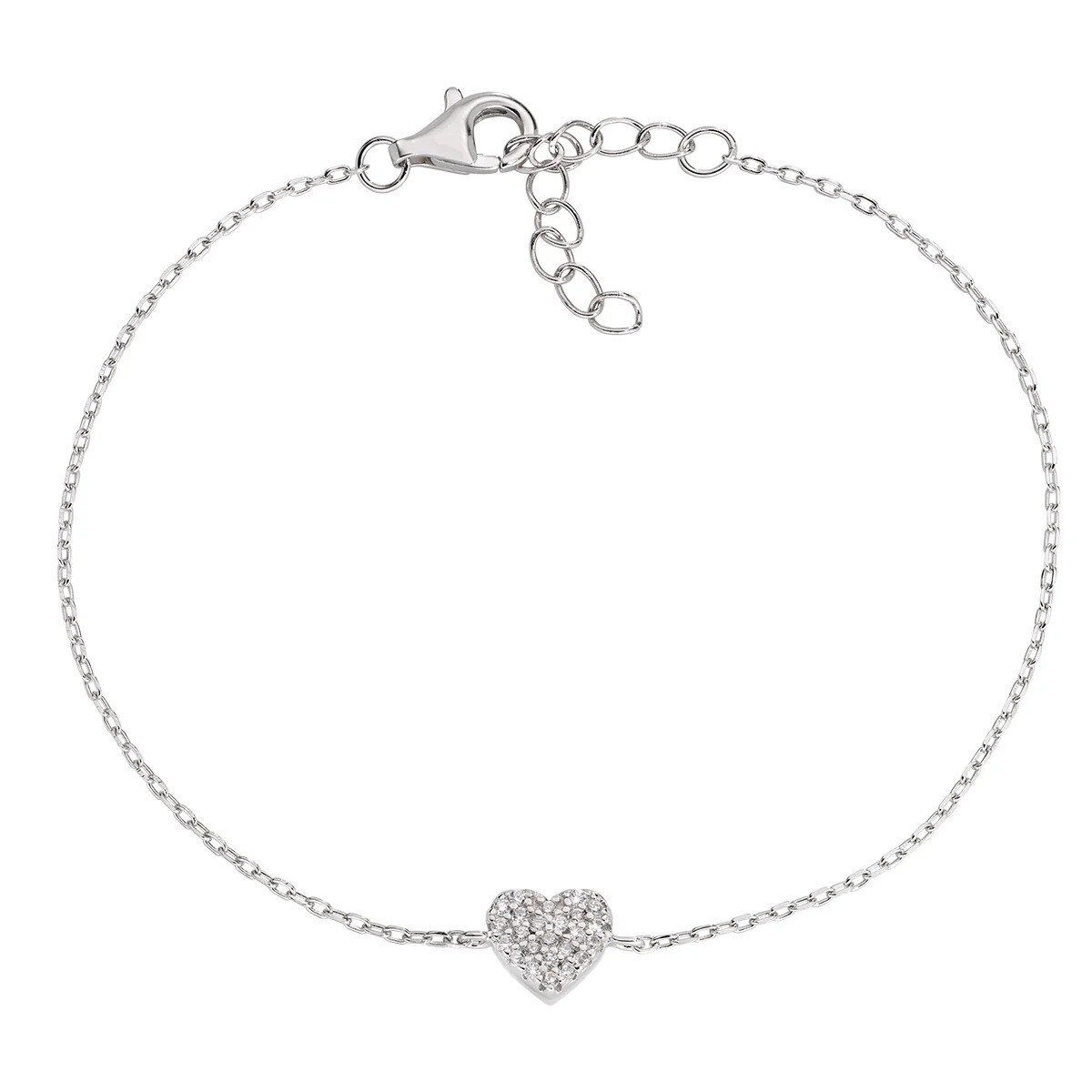 Pulseira Mini Coração em Prata e Zircónia 1