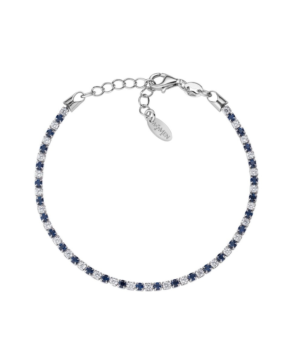 Pulseira Tennis com Zircónias de Ródio Branco e Azul Prata-1