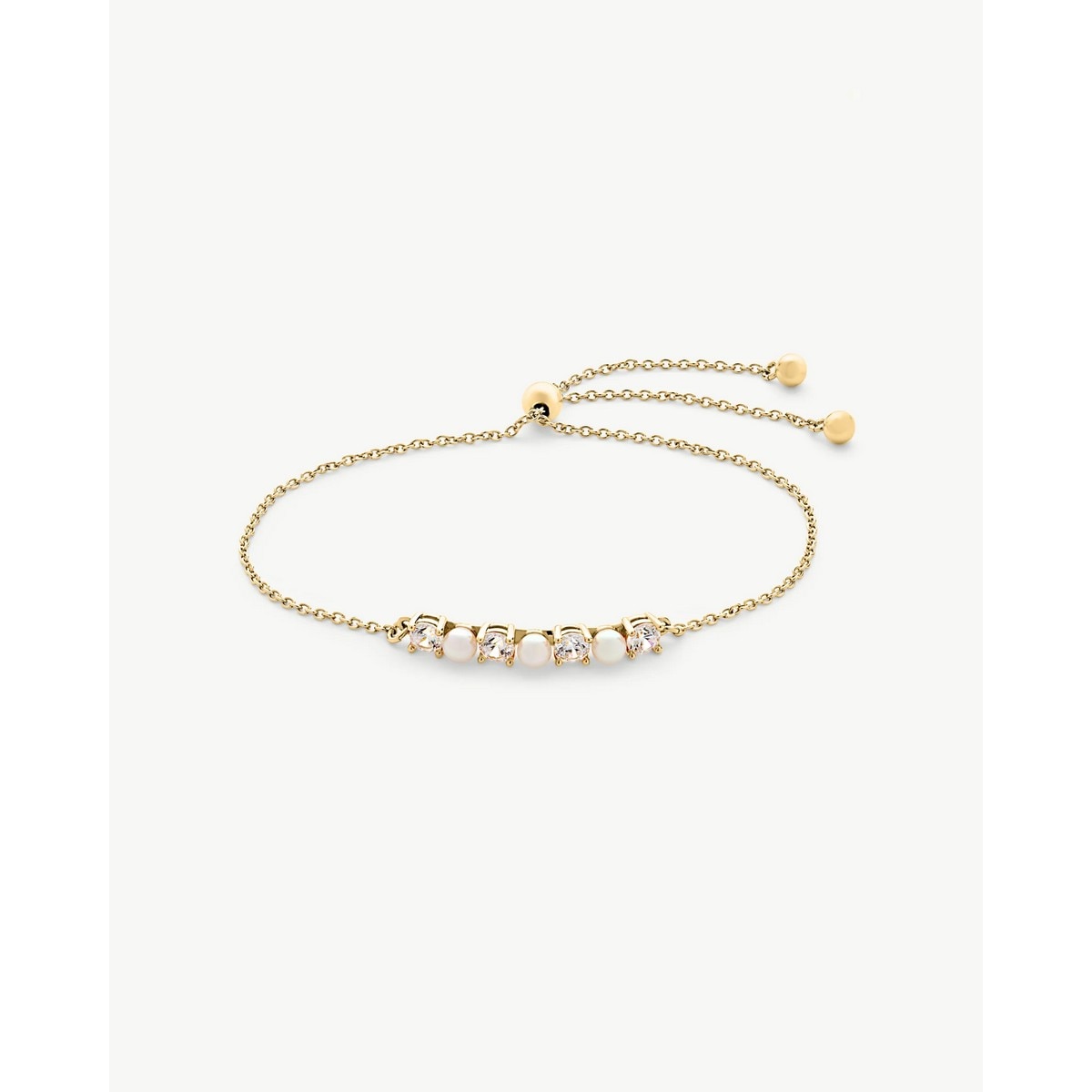 Pulseira Corrente Pérolas e Zircónias Douradas Zirconia 1