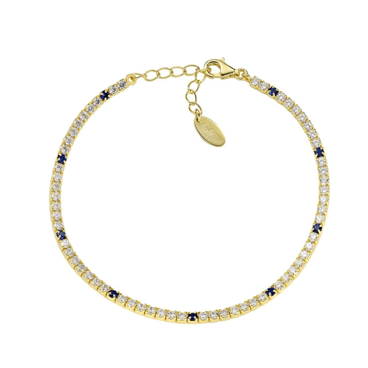 Imagem 0 de Pulseira Tennis Dourada com Zircónias Azuis e Brancas