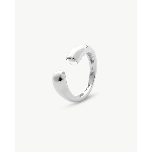 Imagem 0 de Anel de Prata e Meia Pérola 4 mm Drop