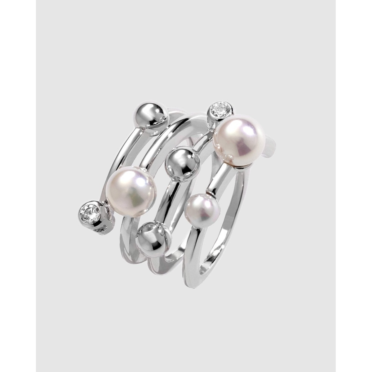 Imagem 0 de Anel Plante de Prata com Pérolas e Zircónias