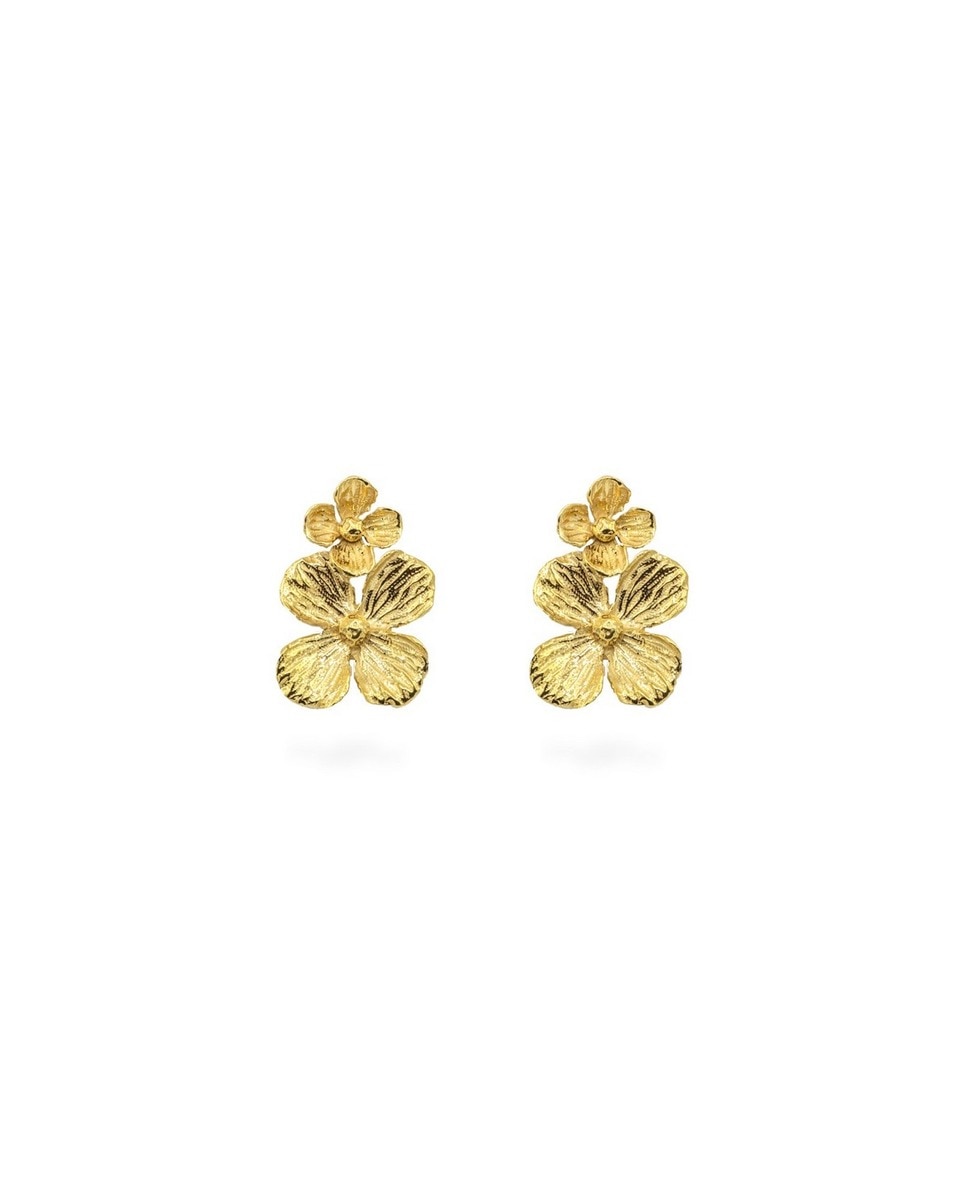 Brincos Coquine Duas Flores Dourado-1