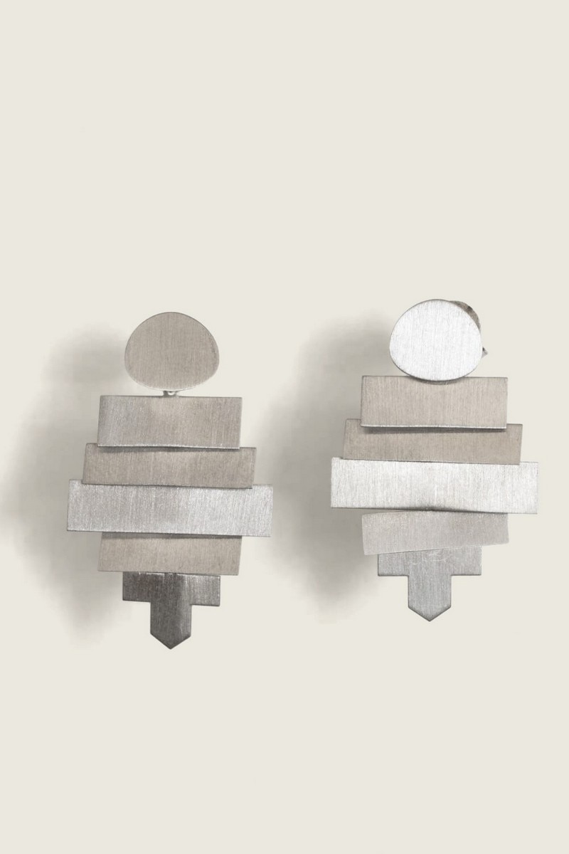 Geometric Chic Earrings - Banho prateado 1