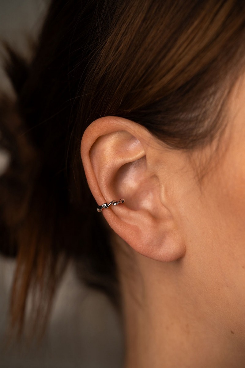 Ear Cuff Halle - Banho prateado 2