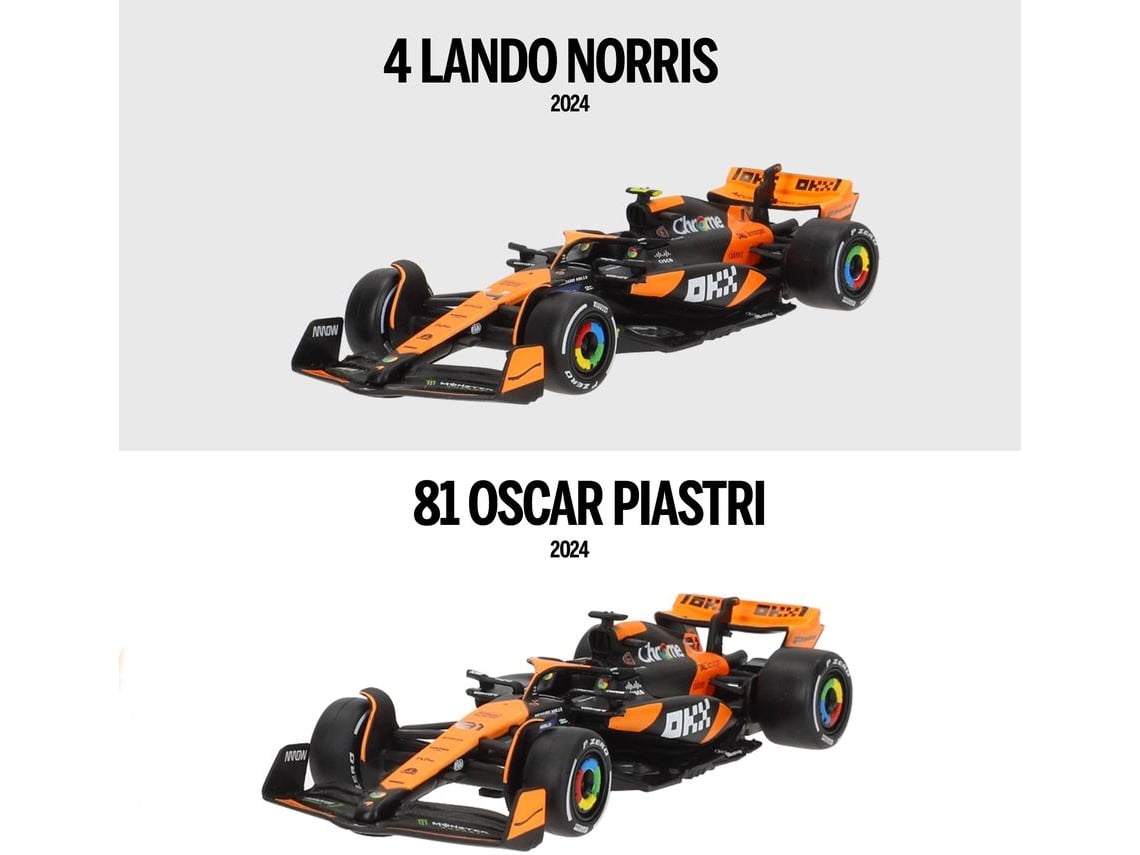 Conjunto De 2 Carros Modelo F1 2024 Mclaren Mcl38 Piastri E Norris 1:43 2