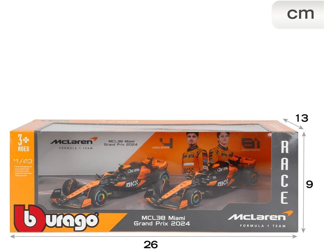 Conjunto De 2 Carros Modelo F1 2024 Mclaren Mcl38 Piastri E Norris 1:43 7