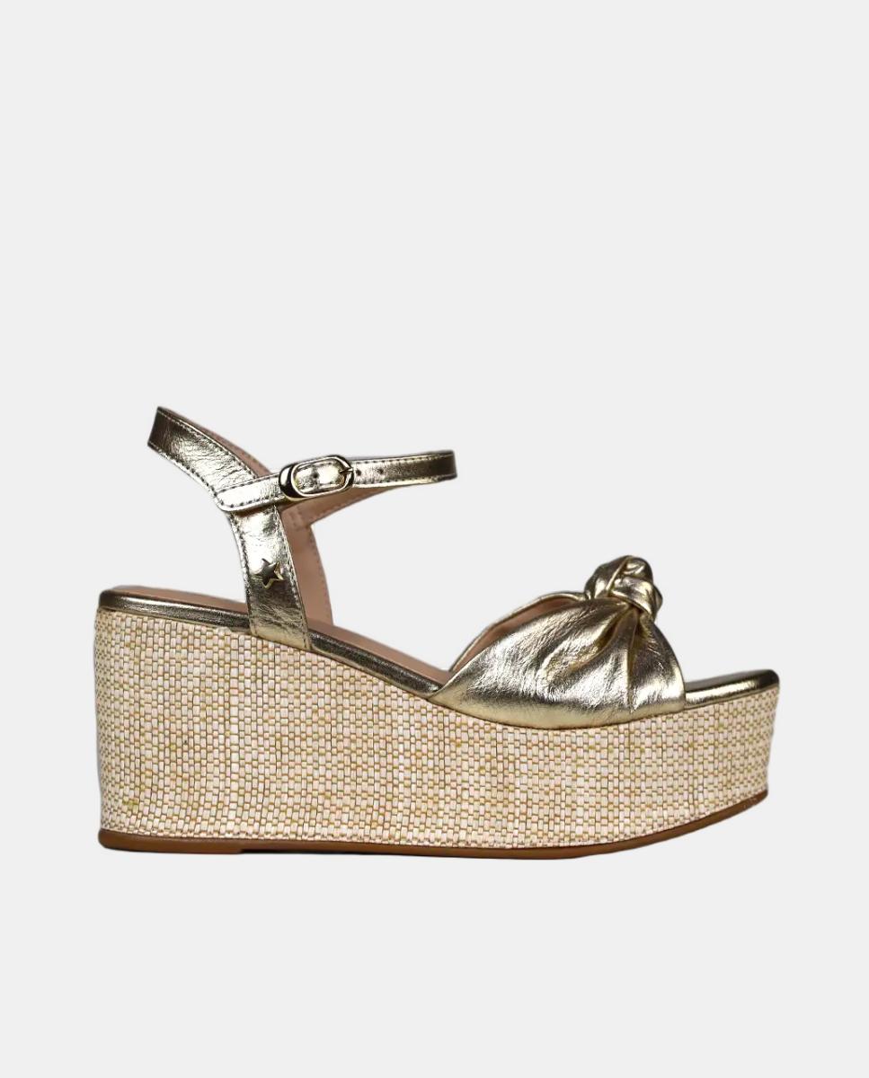 Imagem 0 de Sandália de Salto em Pele - Gold