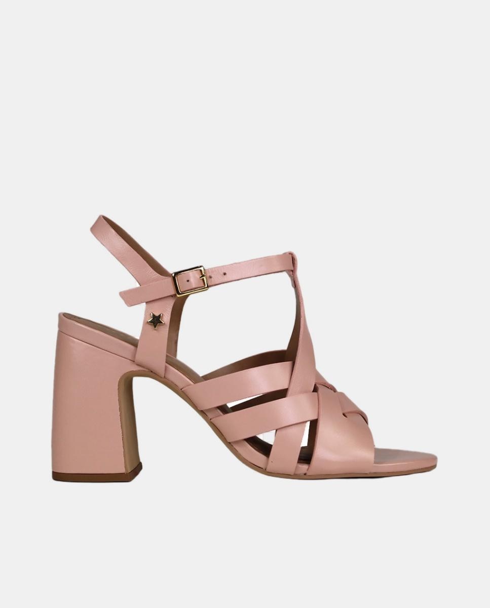 Imagem 0 de Sandália de Salto em Pele - Rosa