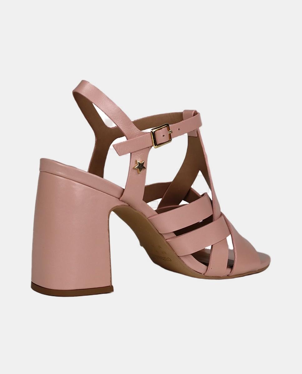 Sandália de Salto em Pele - Rosa 3