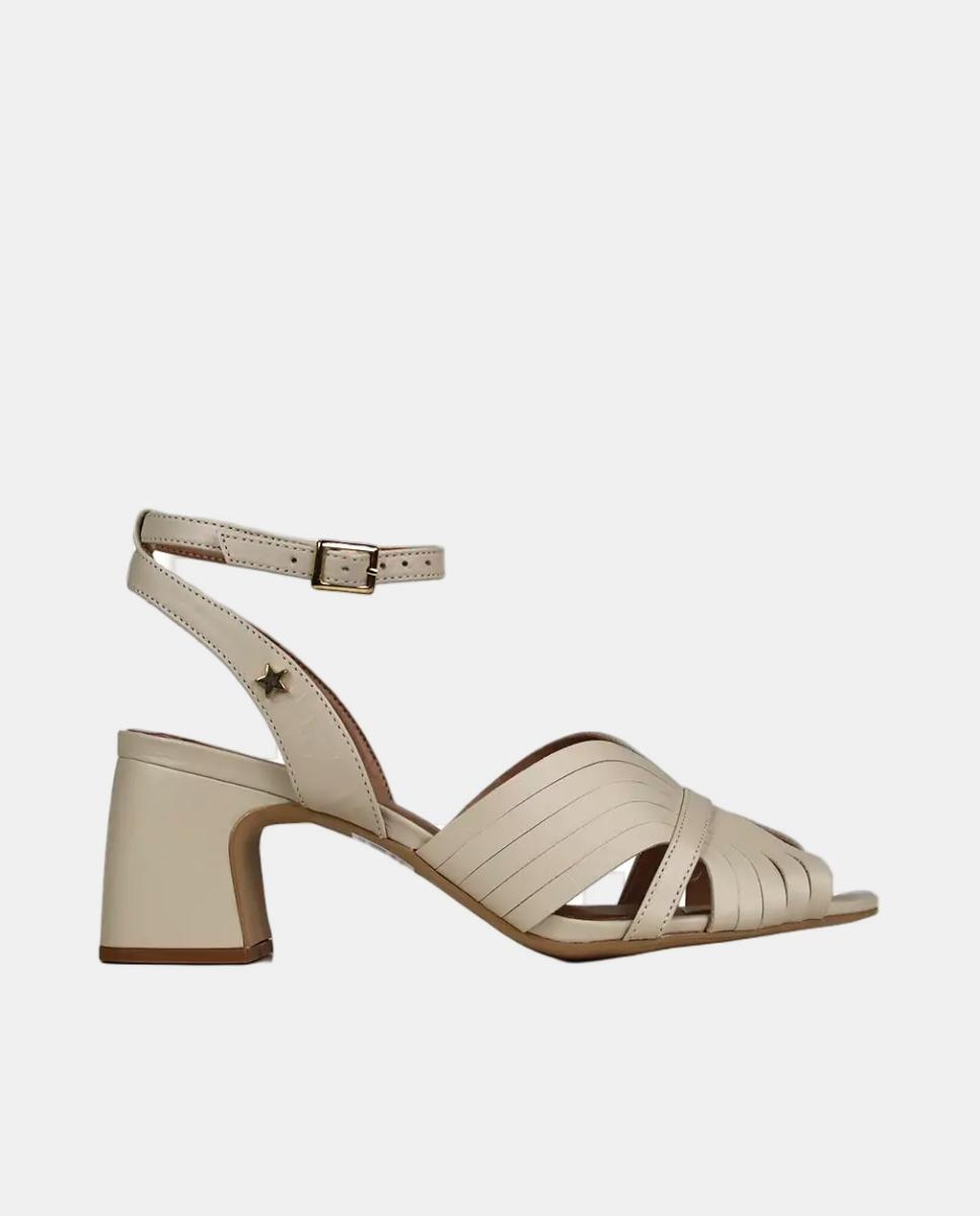 Imagem 0 de Sandália de Salto em Pele - Branco
