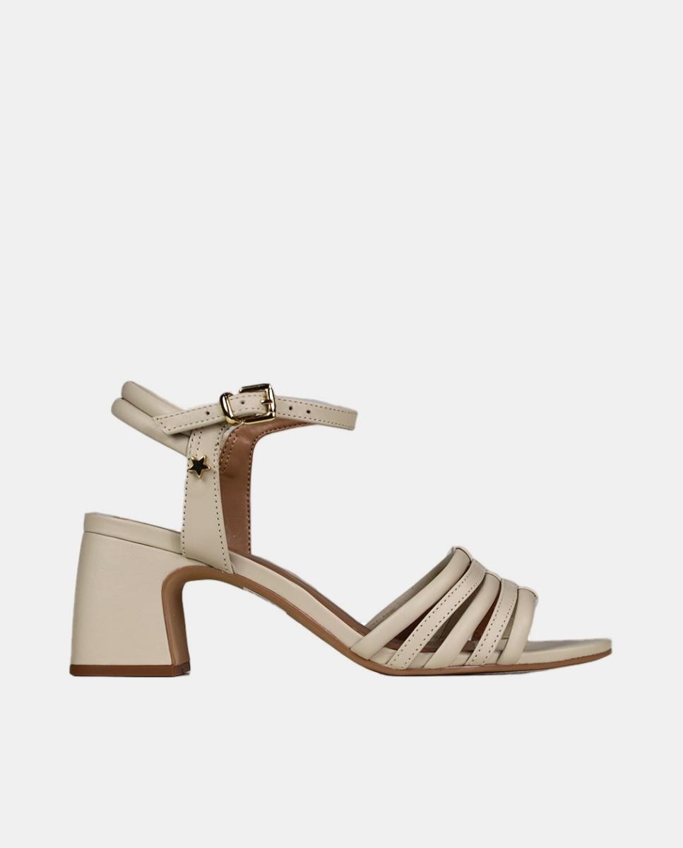 Imagem 0 de Sandália de Salto em Pele - Branco