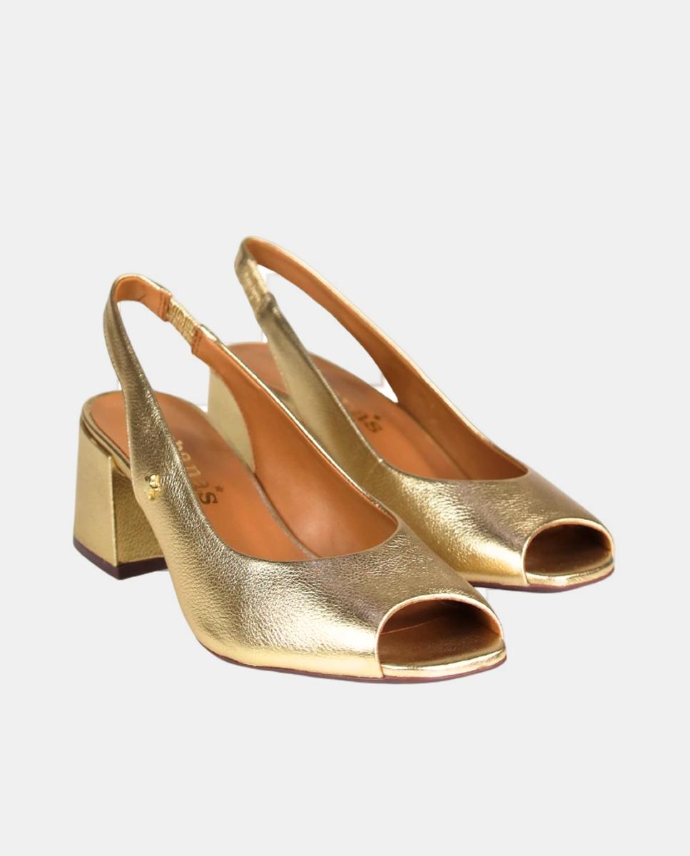Sandália de Salto em Pele - Gold 4