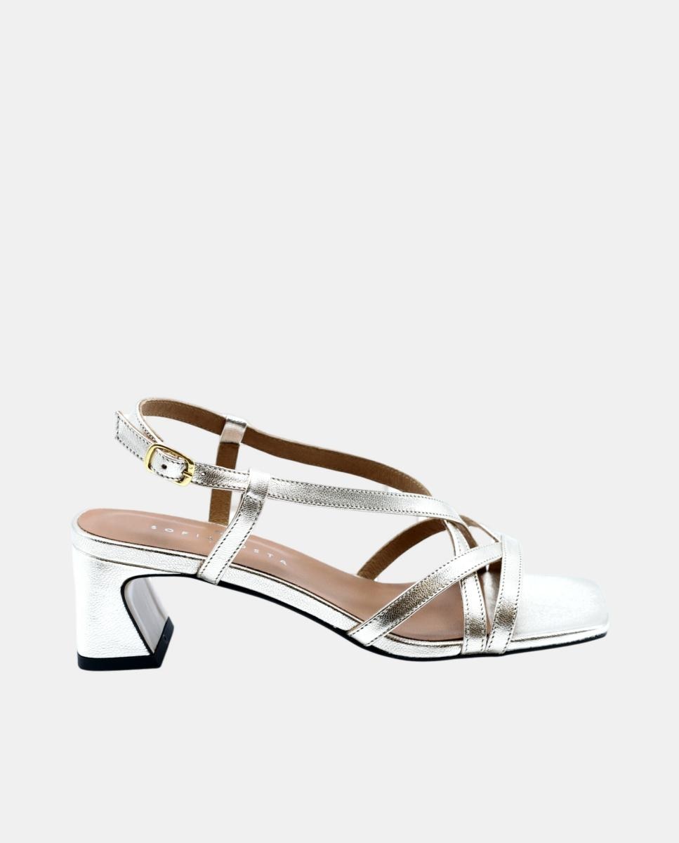 Imagem 0 de Sandália de Salto Alto em Pele