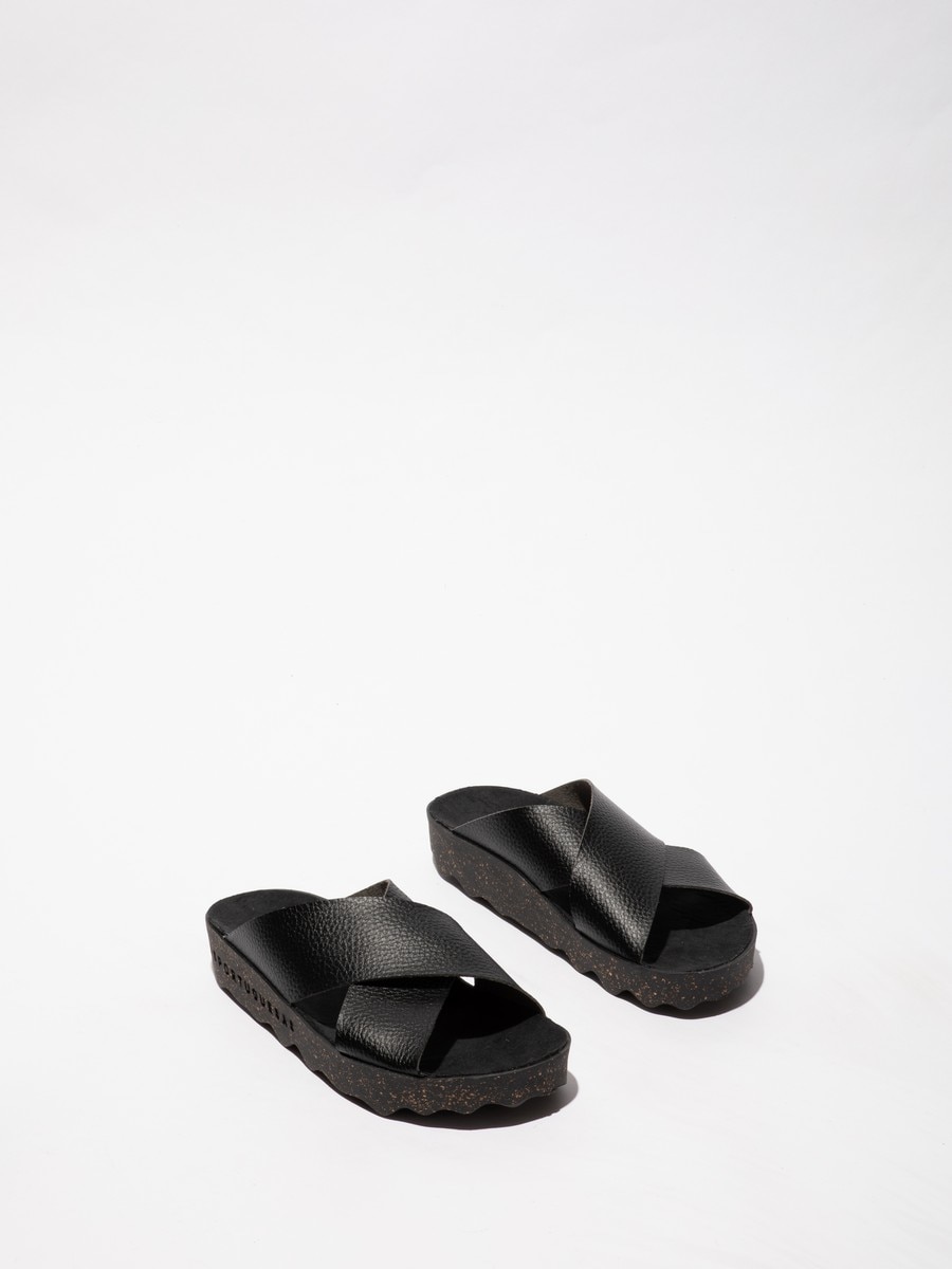 Sandália de tiras cruzadas - Preto Preto-2