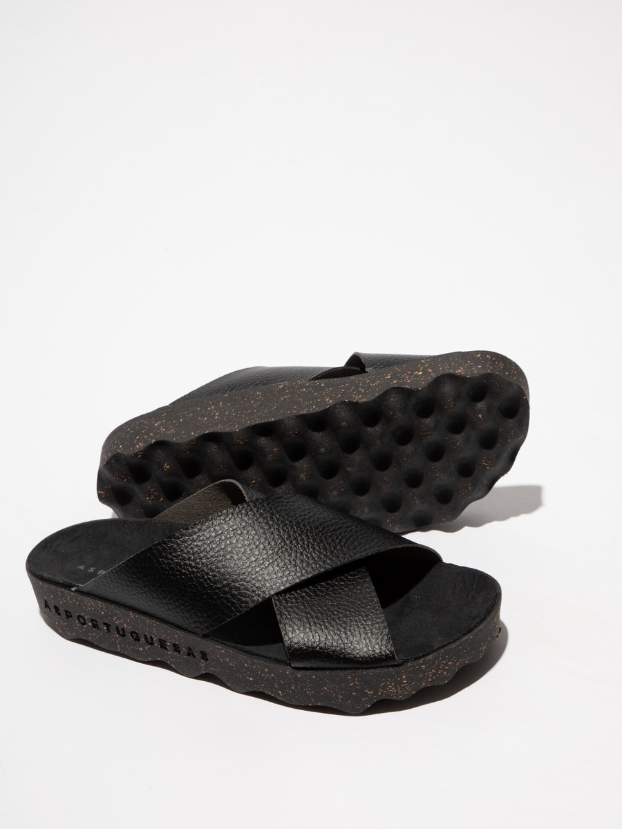 Sandália de tiras cruzadas - Preto Preto-4