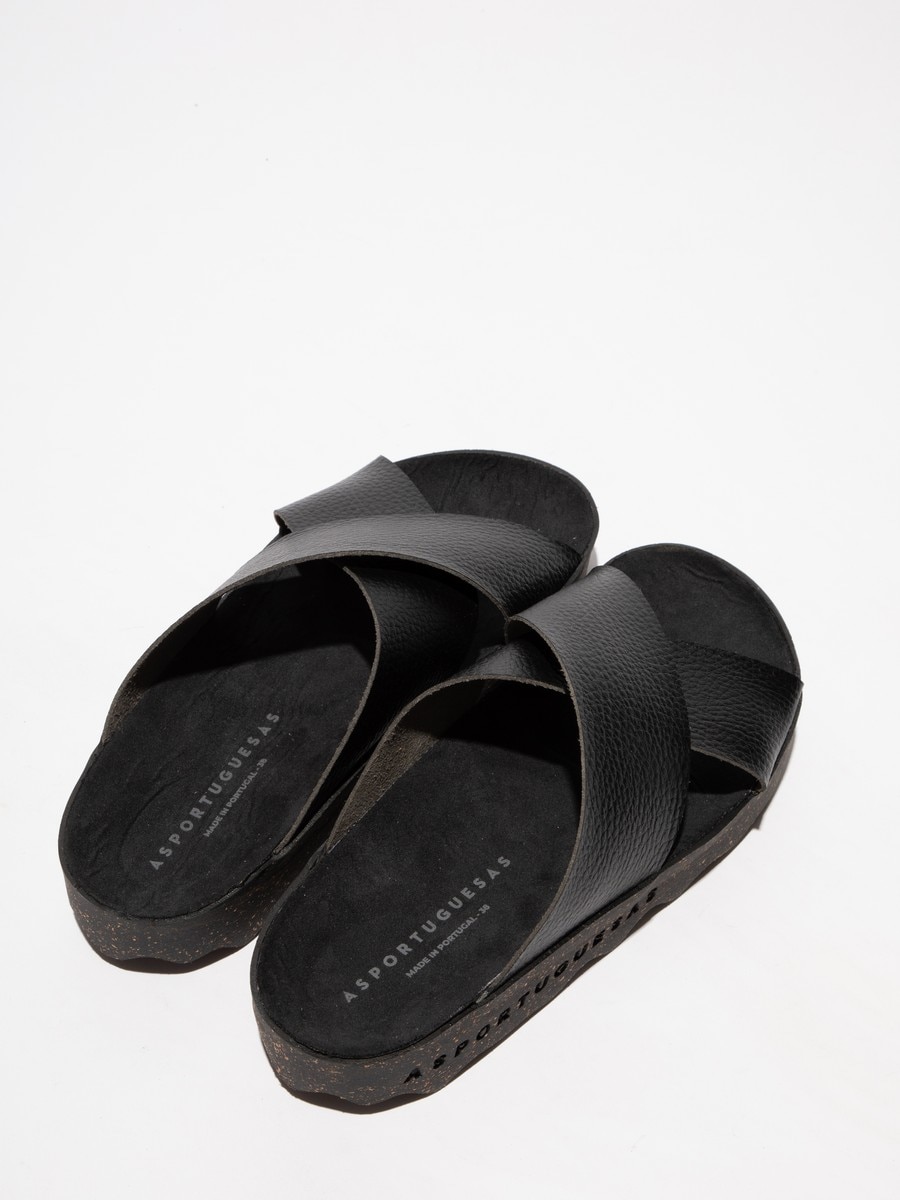 Sandália de tiras cruzadas - Preto Preto-5