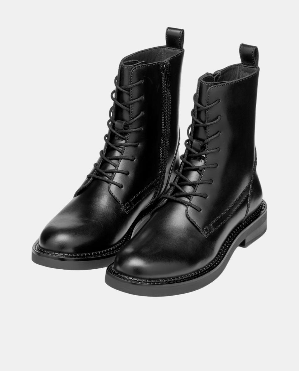 Botins com atacadores e fecho lateral Preto-3