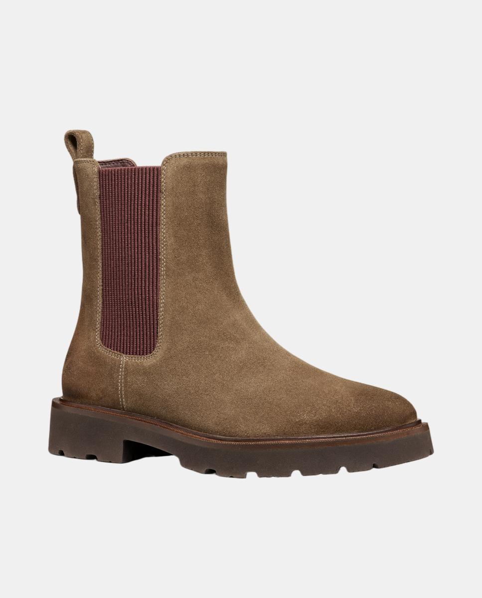Botins Chelsea em camurça com elástico em cor contrastante Taupe-2