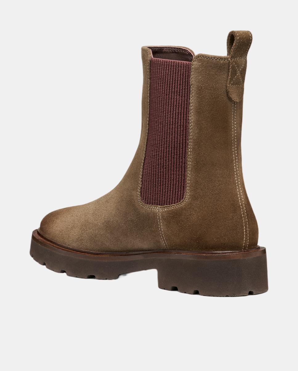 Botins Chelsea em camurça com elástico em cor contrastante Taupe-3
