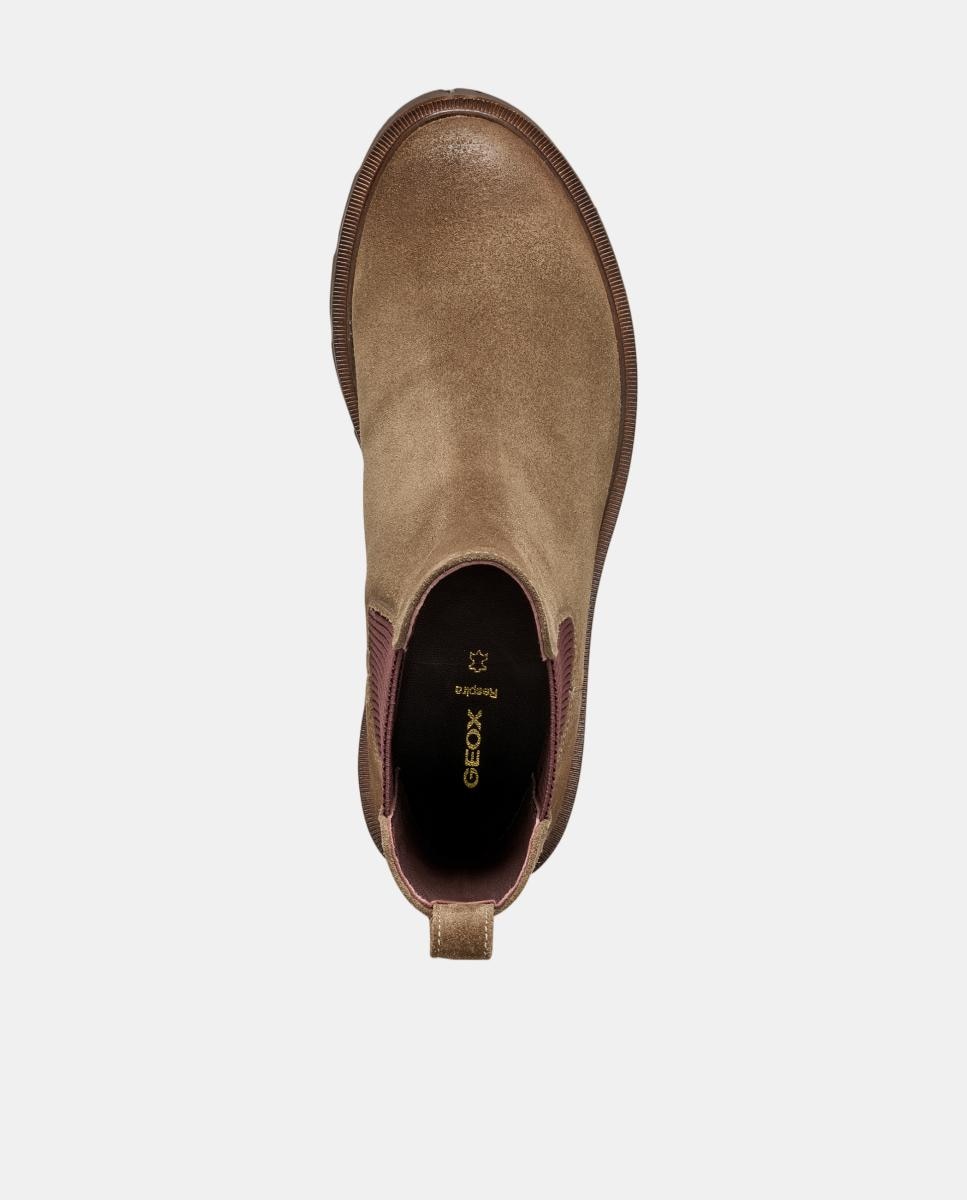 Botins Chelsea em camurça com elástico em cor contrastante Taupe-5