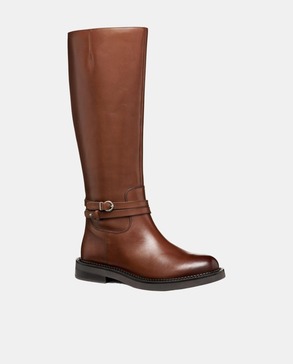 Botas em pele lisa Castanho-escuro-2