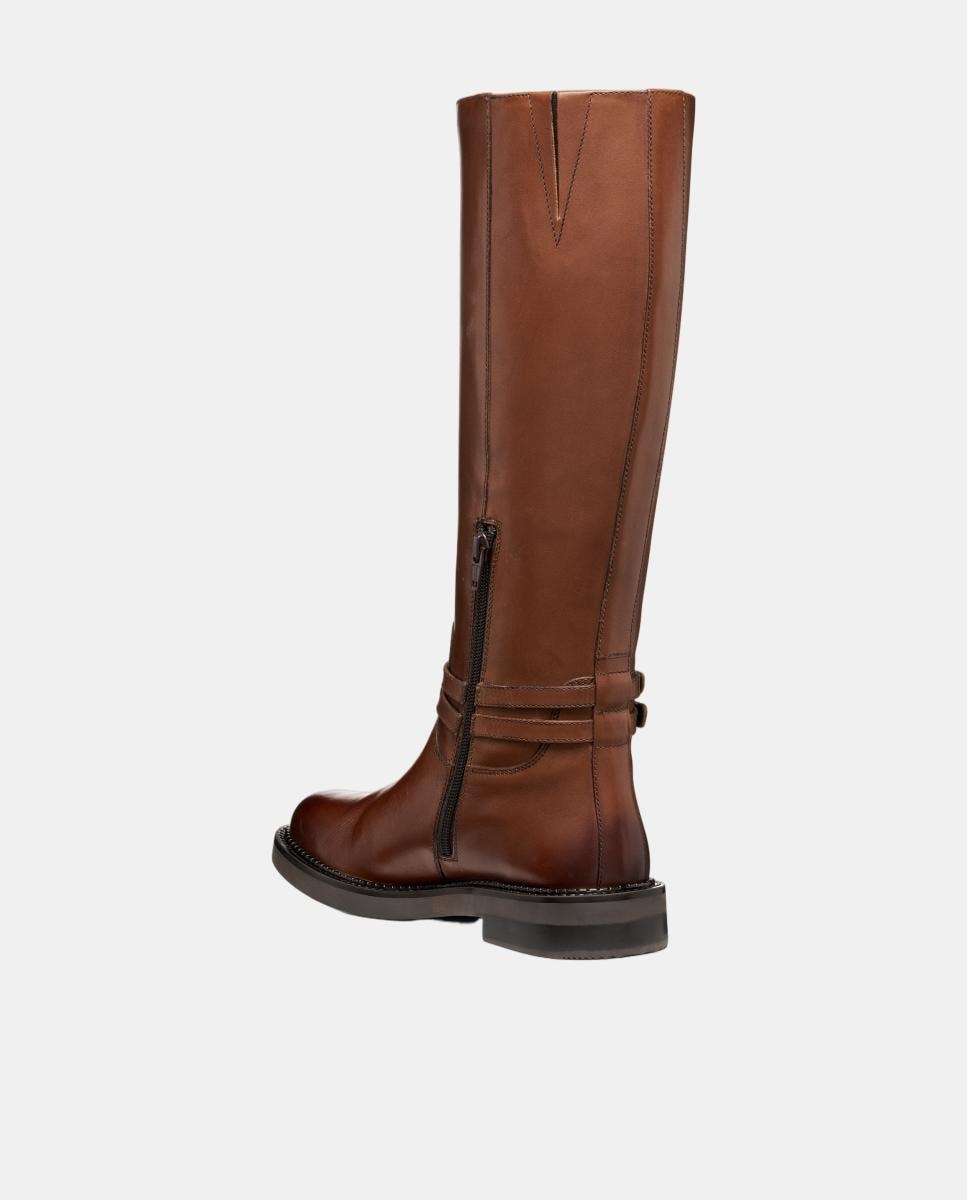 Botas em pele lisa Castanho-escuro-3