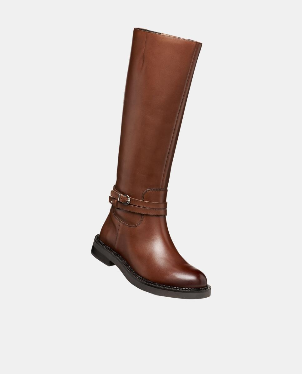 Botas em pele lisa Castanho-escuro-4