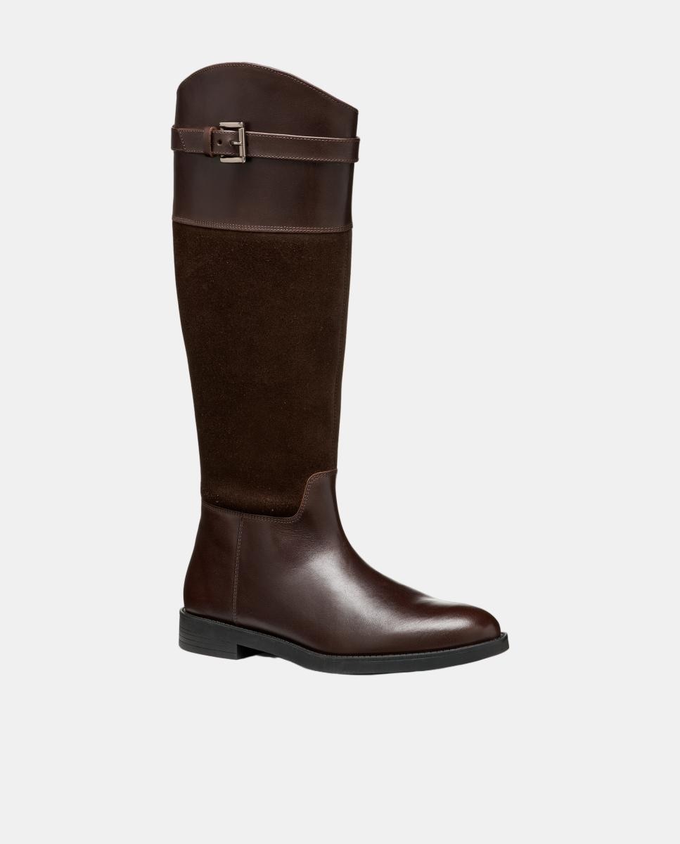 Botas em pele lisa Castanho-escuro-2