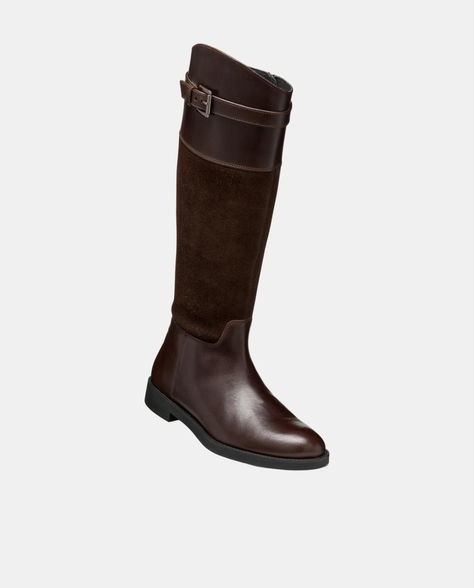 Botas em pele lisa Castanho-escuro-4