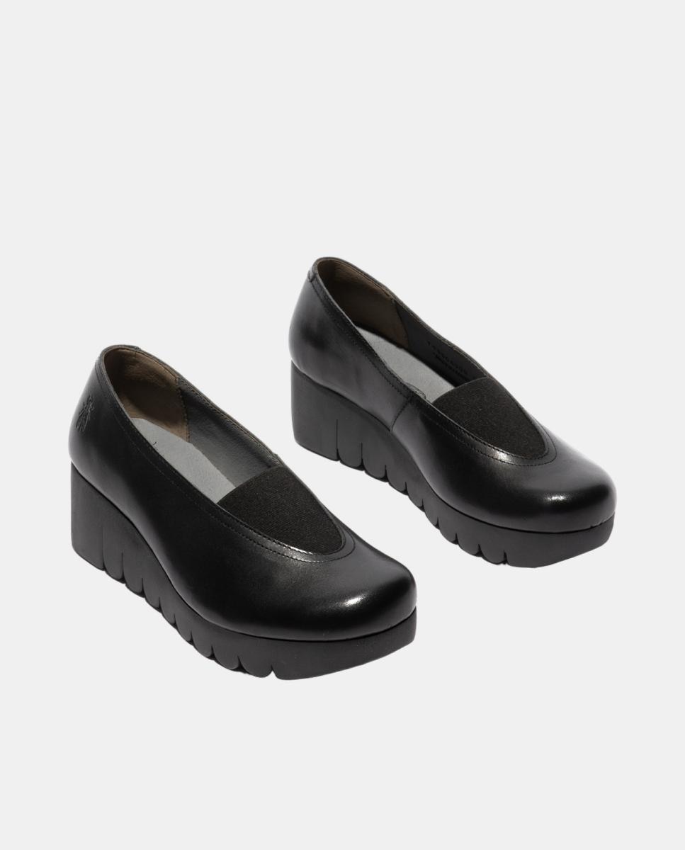 Sapato com Elastico em Pele Slip-On Preto-2