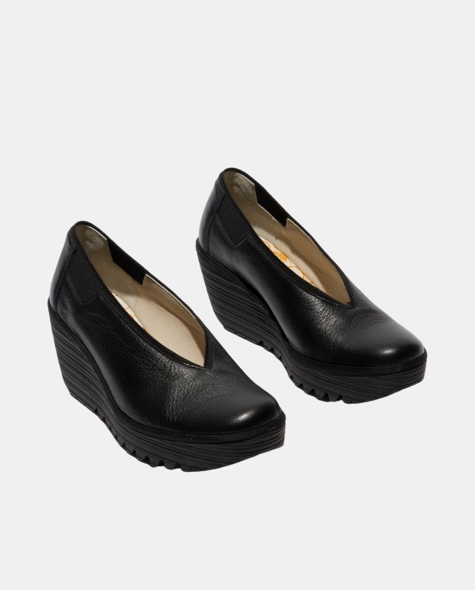 Sapato com Elástico em Pele Slip-On Preto-2