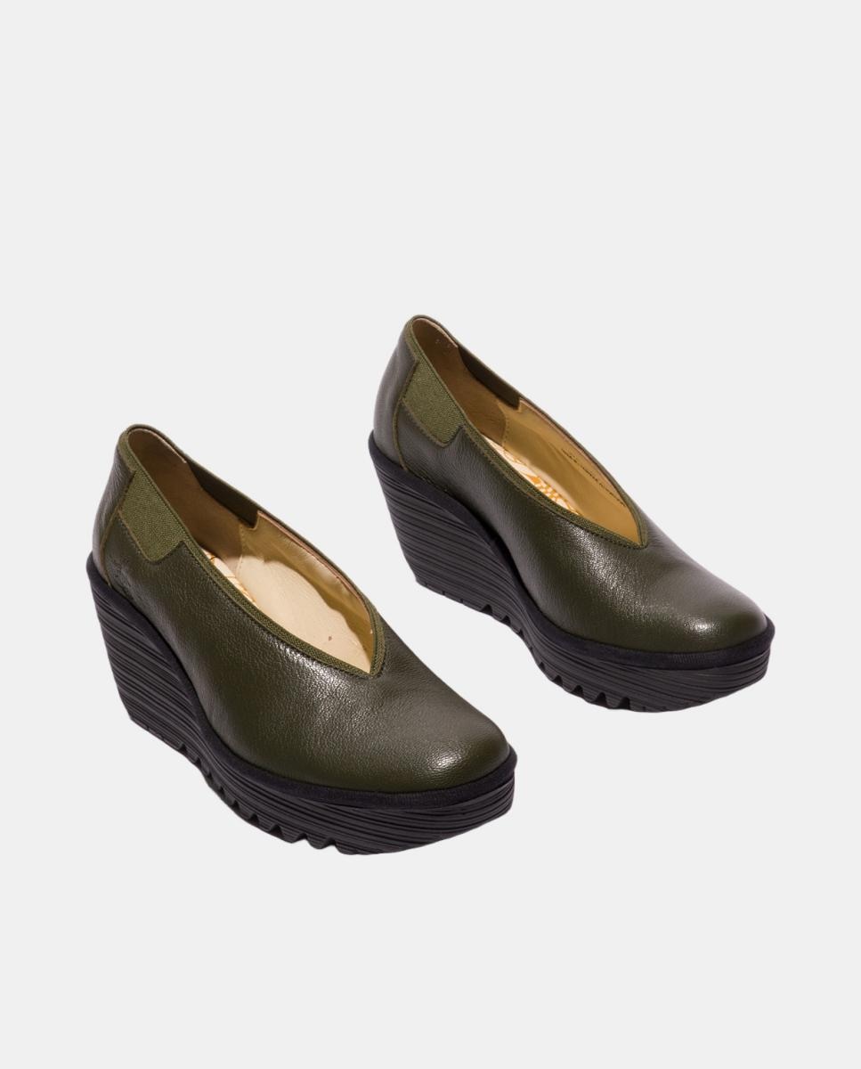 Sapato com Elástico em Pele Slip-On Verde-2