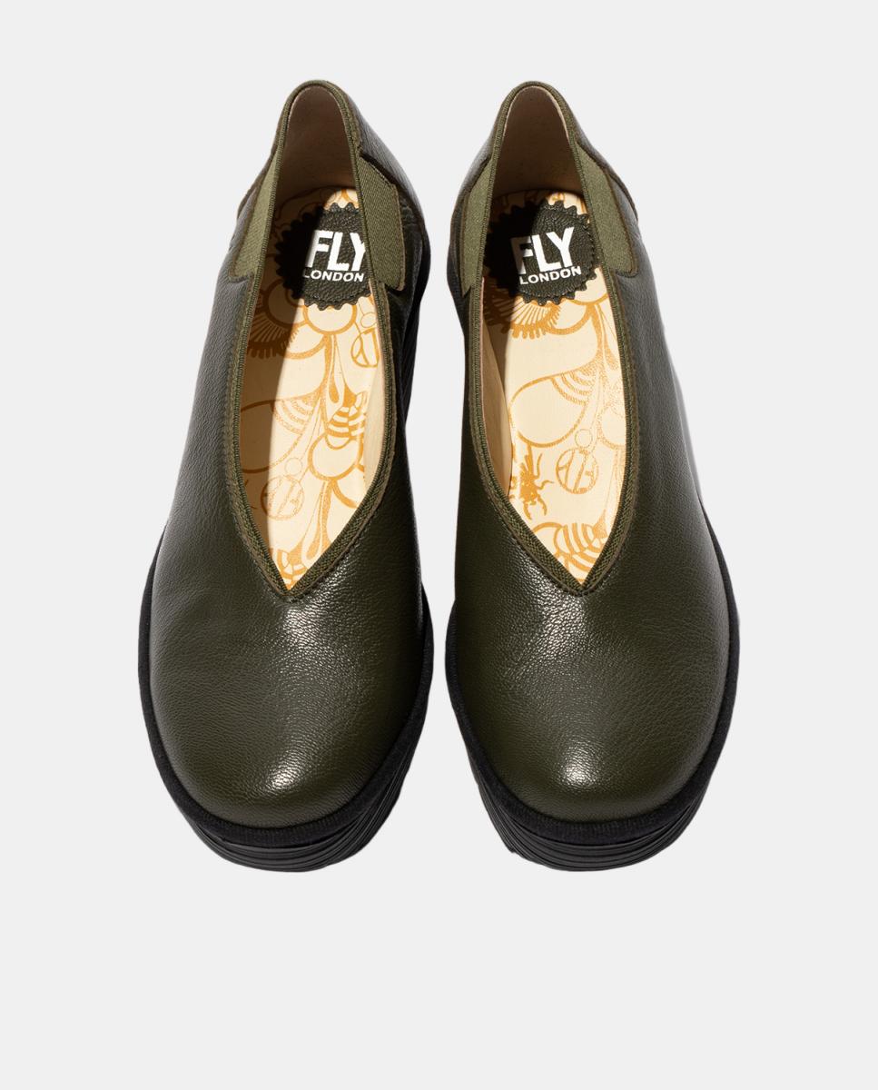 Sapato com Elástico em Pele Slip-On Verde-4