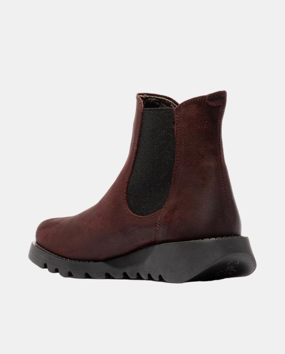Botim em Pele Slip-On Burgundy-3