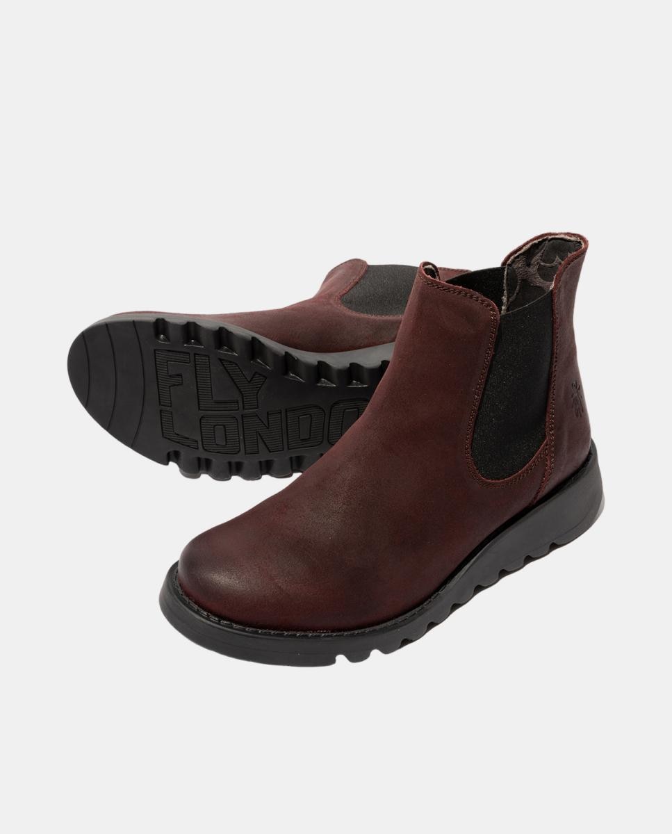 Botim em Pele Slip-On Burgundy-4
